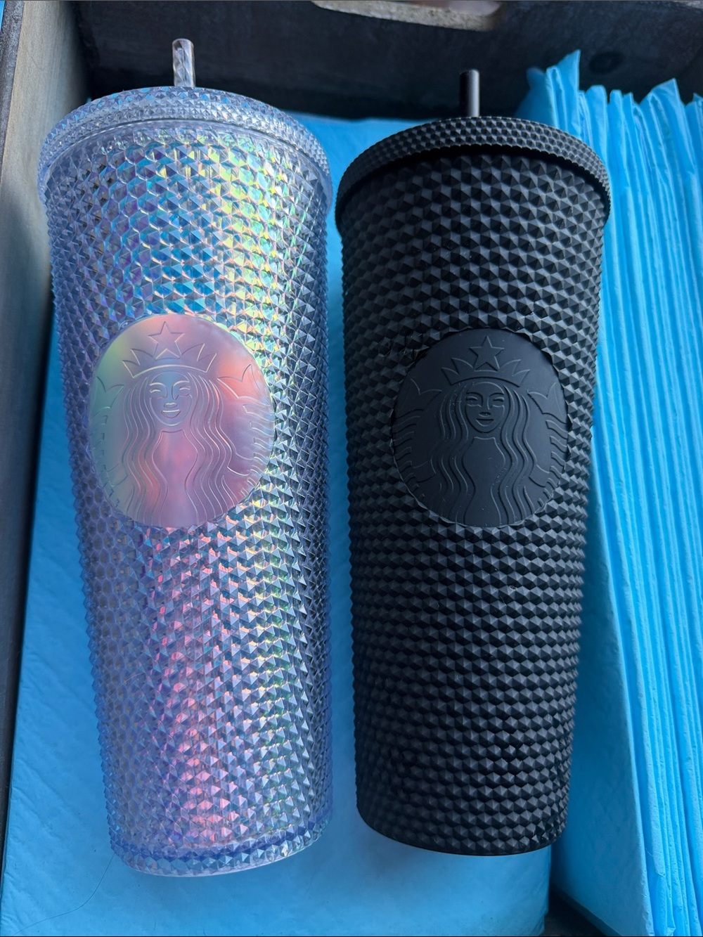 Starbucks Iridescent & Matte Black Studded Tumbler Duo